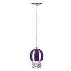 Pendente Bola Pequena 15cm Roxo Metalico C/ Cristai Acrilico