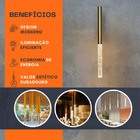 Pendente Bolhas De Cristal Tubinho Dourado Comprido 40cm Led