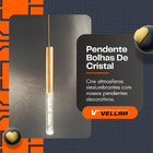 Pendente Bolhas De Cristal Tubinho Dourado Comprido 40cm Led