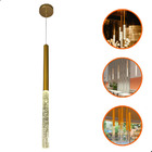 Pendente Bolhas De Cristal Tubinho Dourado Comprido 40cm Led