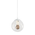 Pendente Branco C/ Globo De Vidro Cristal De 14cm + Led 2w