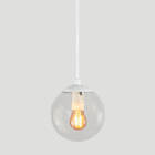Pendente Branco C/ Globo De Vidro Cristal De 14cm + Led 2w