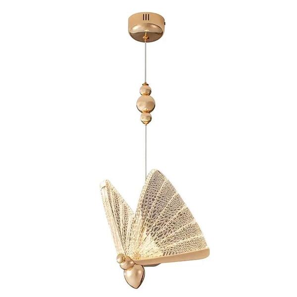 Pendente Butterfly Na Cor Dourado Com Led Integrado Led 6w 32