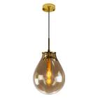 Pendente Caju Bronze Cúpula Vidro Conhaque 23x30cm Bella Rz00