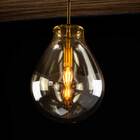 Pendente Caju Bronze Cúpula Vidro Conhaque 23x30cm Bella Rz00