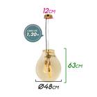 Pendente Caju Vidro 48cm Bella Iluminação + 3 Lâmpadas T30 22