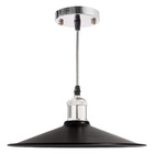 Pendente Chapéu Chinês Metal Cúpula Preta Soquete Cromado 26c