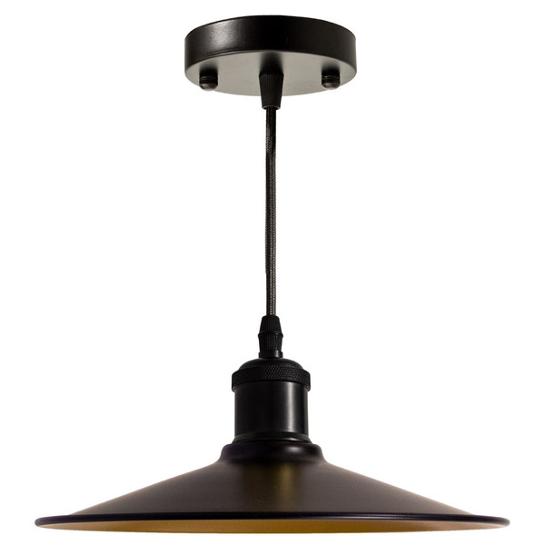 Pendente Chapéu Chinês Soquete Preto Cúpula Preta E Dourado 3