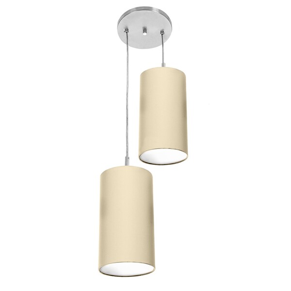 Pendente Cilindrica Duplo De Cupula 14x25cm Bege