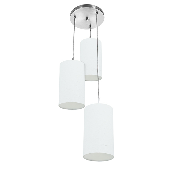 Pendente Cilindrica Triplo Cupula 14x25cm Branco Texturizado