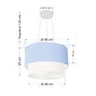 Pendente Cilíndrico Azul Bebê E Branco Mj-4369 Para Mesa De J