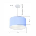 Pendente Cilíndrico Azul Bebê Mj-4099 Para Mesa De Jantar E E