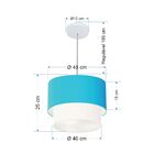 Pendente Cilíndrico Azul Turquesa E Branco Mj-4354 Para Mesa