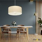 Pendente Cilíndrico Bege Mj-4169 Para Mesa De Jantar E Estar