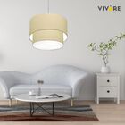 Pendente Cilíndrico Bege Mj-4353 Para Mesa De Jantar