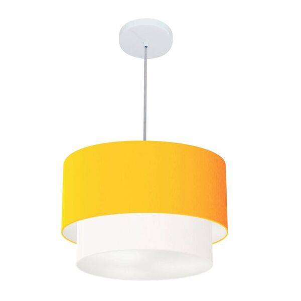 Pendente Cilíndrico Laranja E Branco Mj-4354 Para Mesa De Jan