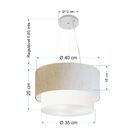 Pendente Cilíndrico Linho Bege E Branco Mj-4158 Para Mesa De