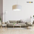 Pendente Cilíndrico Linho Bege Mj-4099 Para Mesa De Jantar E