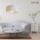 Pendente Cilíndrico Linho Bege Mj-4169 Para Mesa De Jantar E