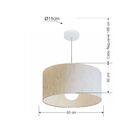 Pendente Cilíndrico Linho Bege Mj-4169 Para Mesa De Jantar E