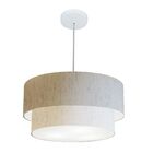 Pendente Cilíndrico Linho Bege Mj-4355 Para Mesa De Jantar E