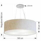 Pendente Cilíndrico Linho Bege Mj-4381 Para Mesa De Jantar E