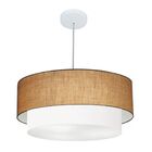 Pendente Cilíndrico Palha E Branco Mj-4357 Para Mesa De Janta