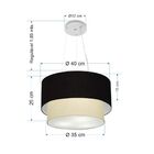 Pendente Cilíndrico Preto E Bege Mj-4158 Para Mesa De Jantar