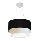 Pendente Cilíndrico Preto E Linho Bege Mj-4158 Para Mesa De J