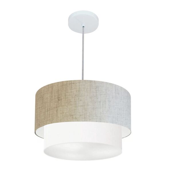 Pendente Cilíndrico Rustico Bege E Branco Mj-4160 Para Mesa D