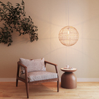 Pendente Circular 1 Lâmpada Vime Rattan E27 50cm Oikos