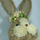 Pendente Coelho De Palha Com Flores 38cm