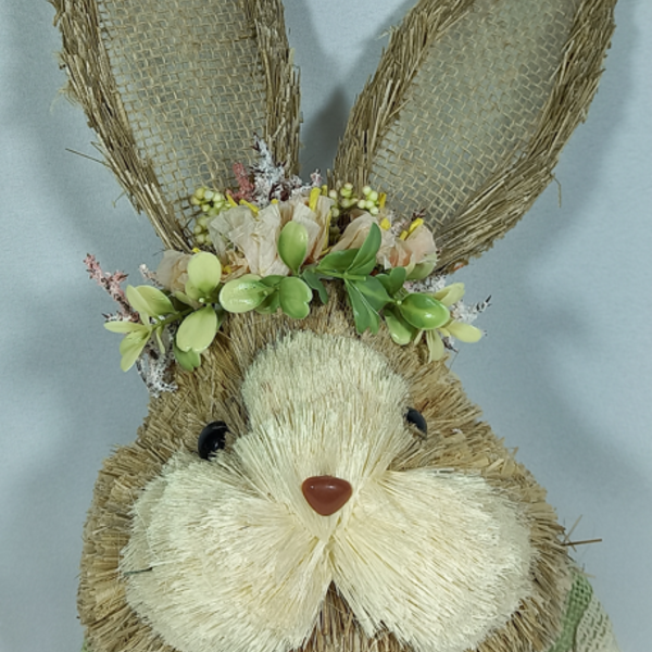 Pendente Coelho De Palha Com Flores 38cm