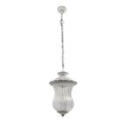 Pendente Colonial Branco Vidro Canelado + 2 Led Milk Tubo 220