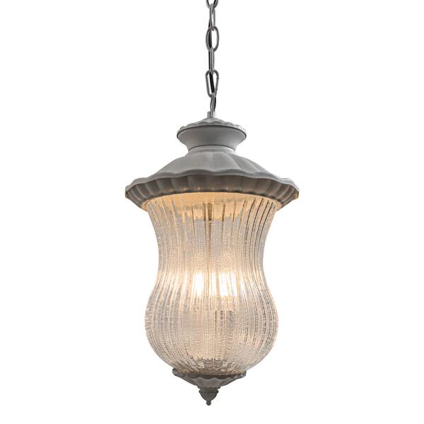 Pendente Colonial Branco Vidro Canelado + 2 Led Milk Tubo 220