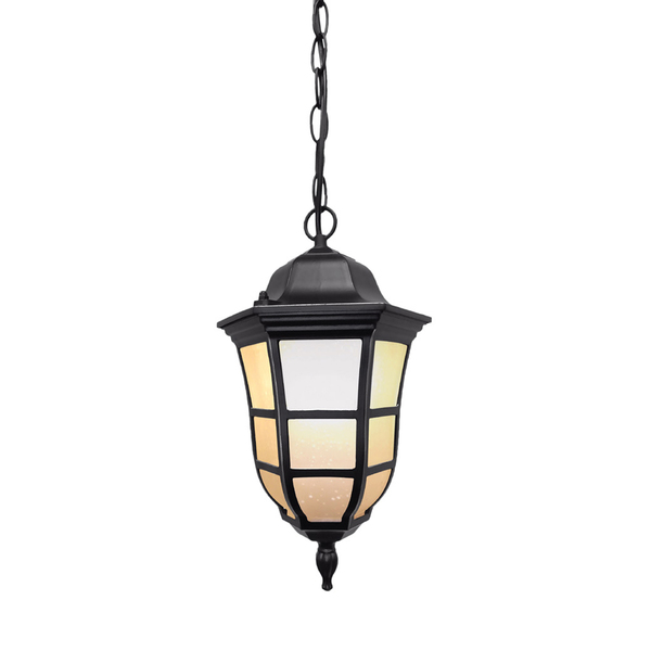Pendente Colonial Vidro Fosco Preto E Dourado 36cm 1e27