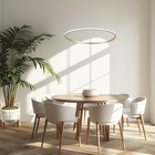 Pendente Redondo Com LED 3 em 1 Aço Horizon 1 Aro Hevvy Iluminação Dourado