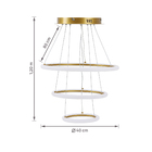 Pendente Anéis com LED Metal Dourado Casual e Decorativo LLUM Bronzearte