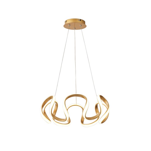 Pendente Espiral Com LED Dourado Metal Horion Heavy