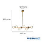 Pendente Ramificado Com LED Vidro e Alumínio Dourado Molecular LM-001 Nitrolux