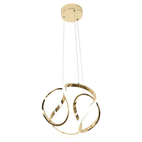 Pendente Espiral Com LED Metal Dourado Nitrolux