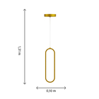 Pendente com LED Dourado Oval