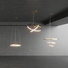 Pendente Redondo com LED Dourado Ring 2 Halos Luz Amarela SL Imports