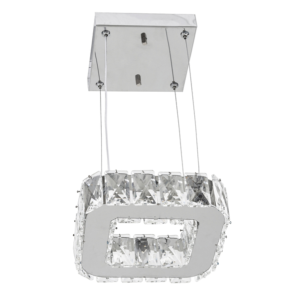 Pendente Quadrado com LED Cristal Preto Casual e Decorativo LLUM Bronzearte