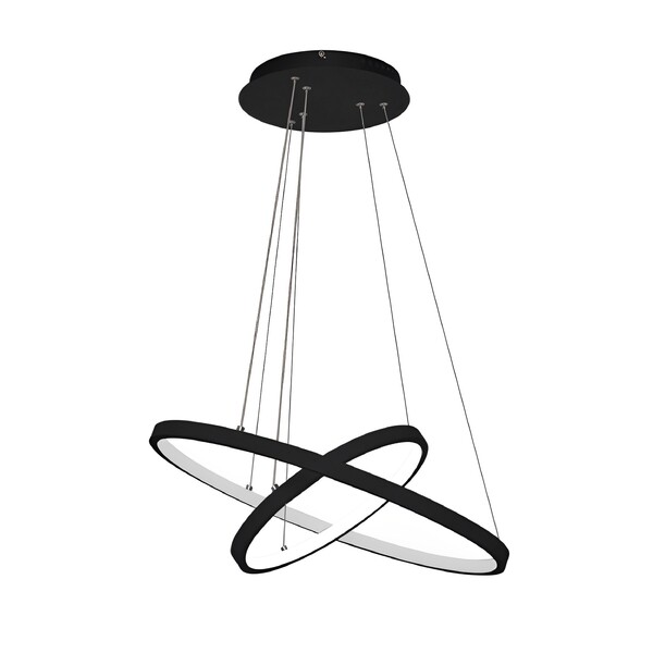 Pendente Redondo com LED Preto Ring 2 Halos Luz Amarela SL Imports