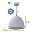 Pendente Concreto Bella Iluminação 30cm ID002
