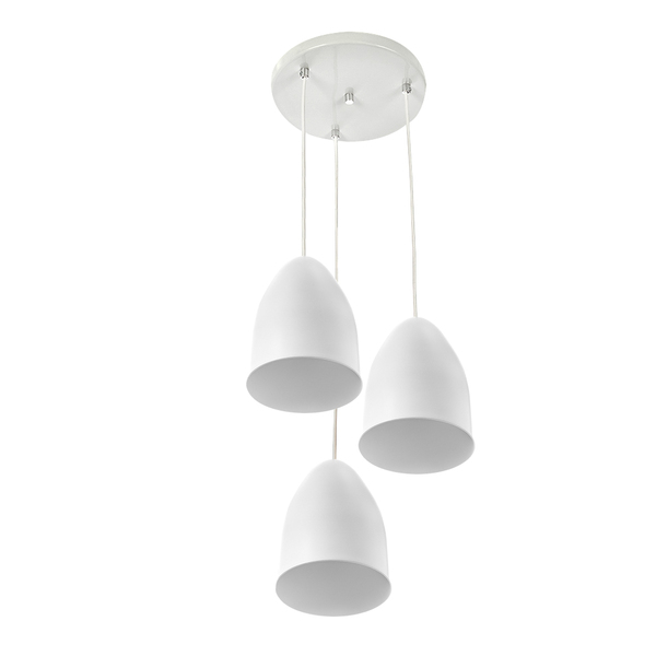 Pendente Cone Bala Sadan Aluminio Triplo Branco