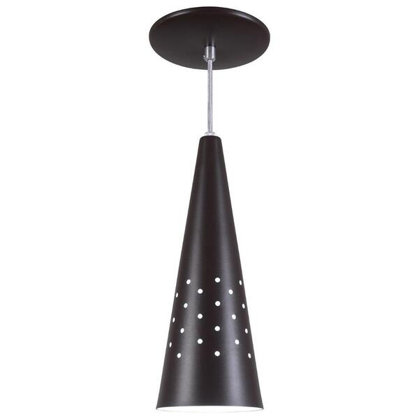 Pendente Cone Furado Luminária Lustre Alumínio Marrom Tabaco