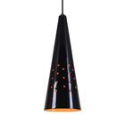Pendente Cone Furado Luminária Lustre Alumínio Preto Brilhant