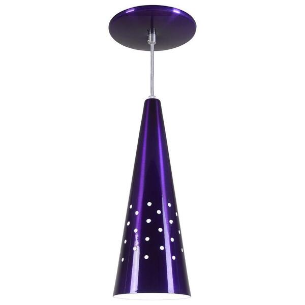 Pendente Cone Furado Luminária Lustre Alumínio Roxo Verniz -
